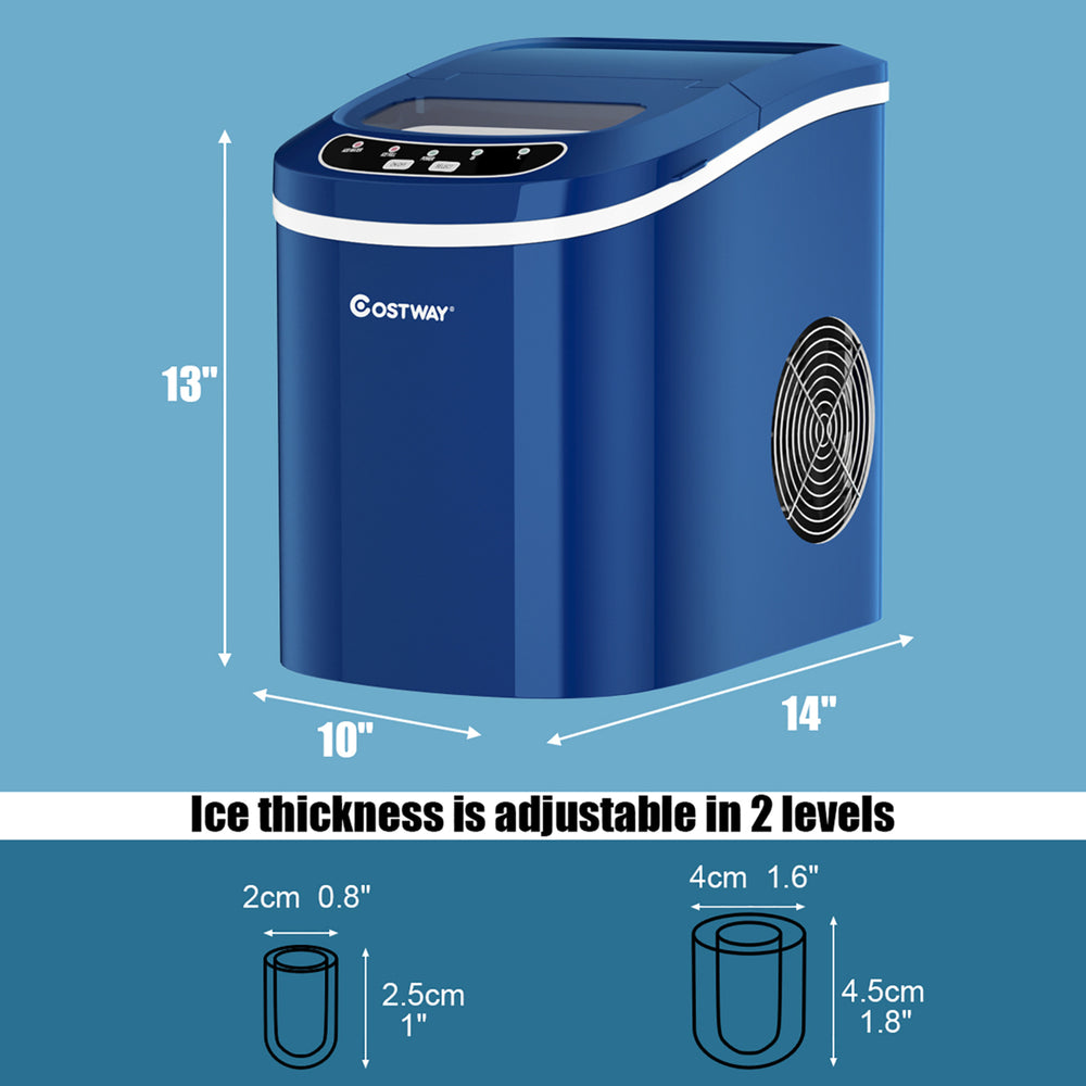 Costway Portable Compact Electric Ice Maker Machine Mini Cube 26lb/Day ABS Navy Image 2