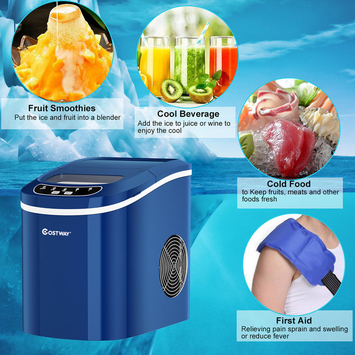 Costway Portable Compact Electric Ice Maker Machine Mini Cube 26lb/Day ABS Navy Image 7