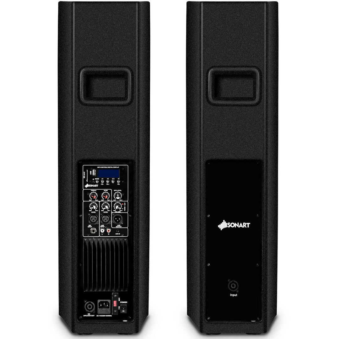 Sonart 2000W Set of 2 Bi-Amplified Speakers PA System with 3-Channel and Stands Image 9