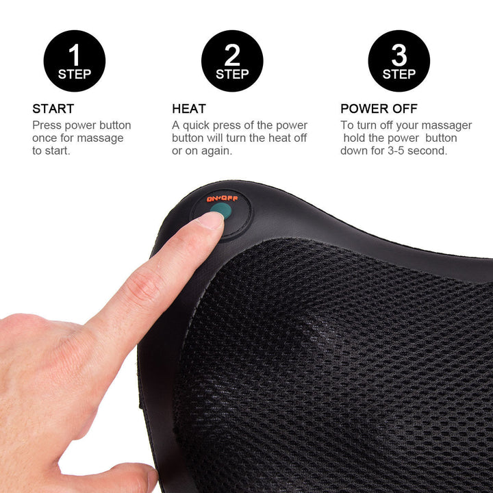 Shiatsu Shoulder Neck Back Massage Pillow W/Heat Deep Kneading Massager Car Seat Image 9