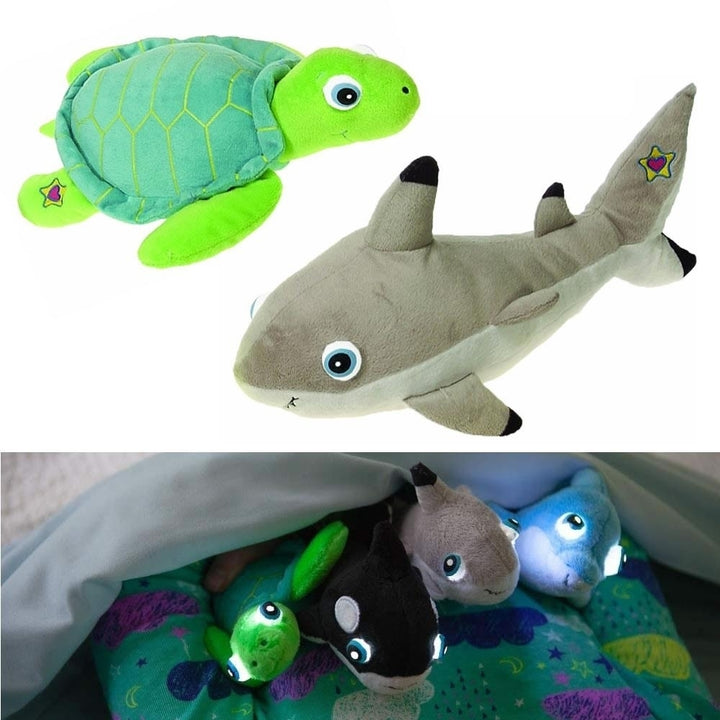 NightBuddies Baby Sea Turtle and Shark 2-Pack Light-Up Plush Animal Toy Set Cortex Toys Image 1