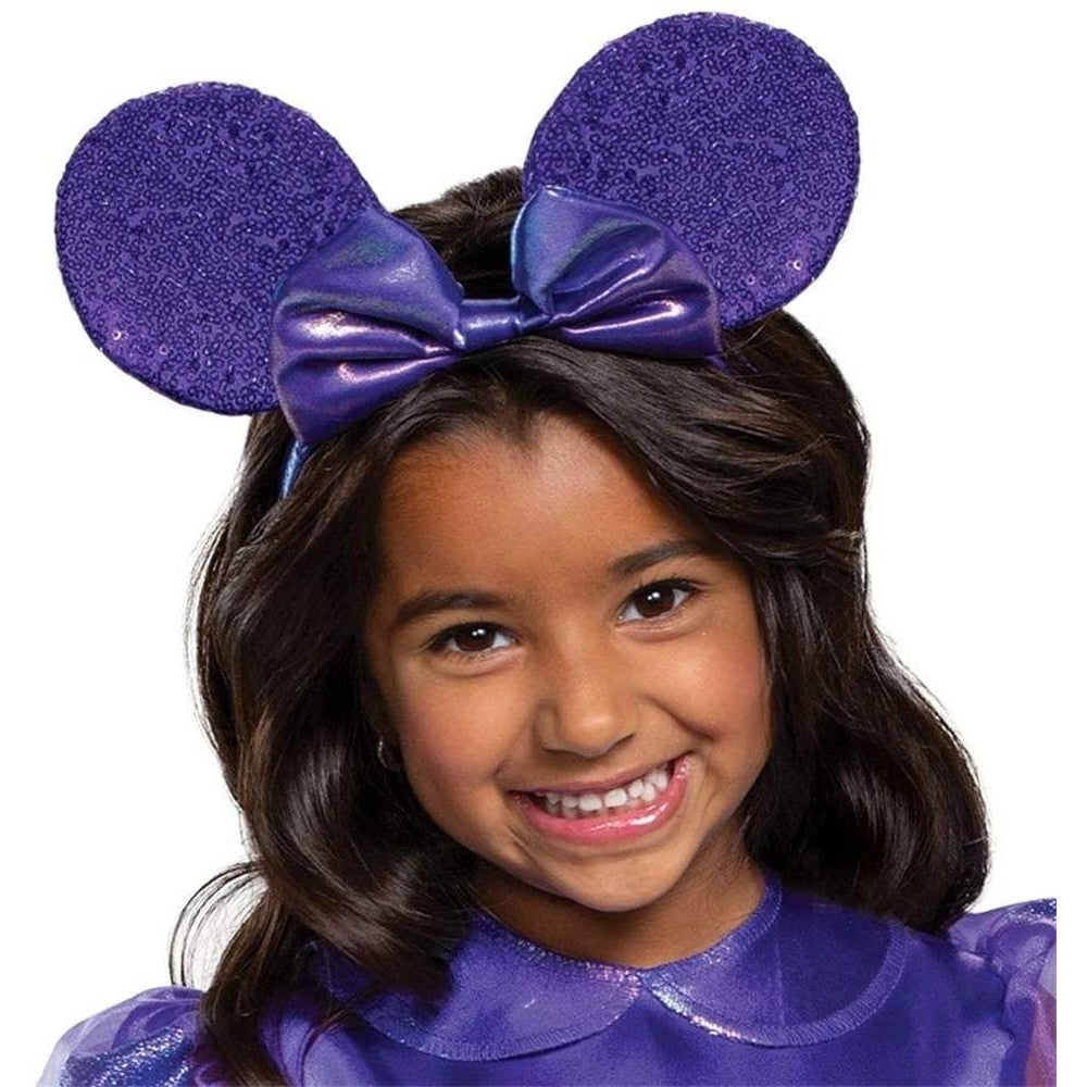 Minnie Mouse Toddler size L 4/6X Girls Costume Disney Purple Headband Bow Disguise Image 3