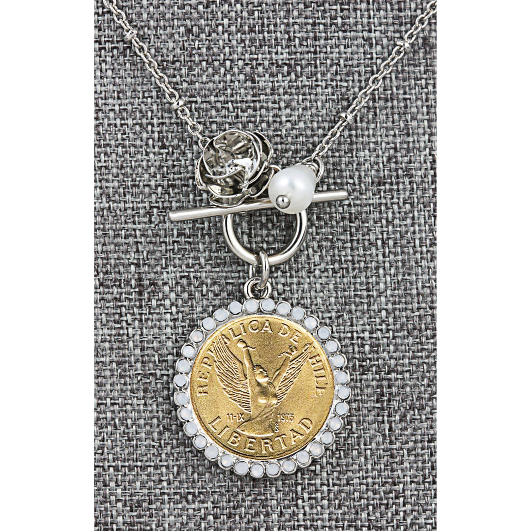 Chile Angel Coin Rose Toggle Pendant Image 3