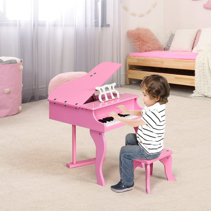 Costway Classic 30 Key baby Grand Wooden Piano Toddler Toy w/ Bench and Music Rack Image 3