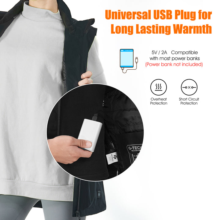 Goplus Electric USB Heated Vest Unisex Warm Thermal Sleeveless Jacket No Battery Black Image 4