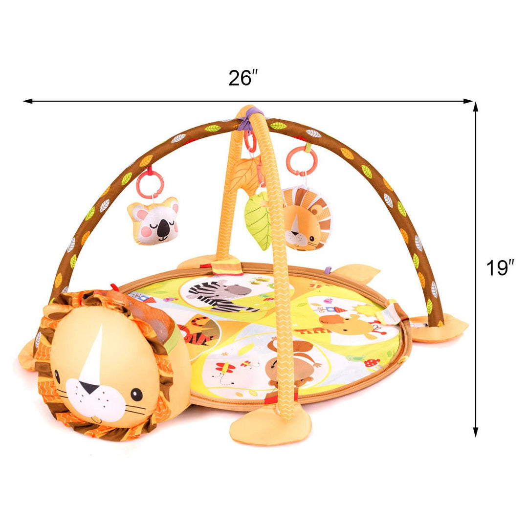 3 in 1 Cartoon Lion Baby Infant Activity Gym Play Mat w Hanging Toys Ocean Ball Image 10