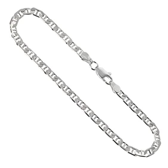 925 Silver Filled High Polish Finsh  Anklet Anchor Chain Flat Mariner 3.7 mm Nickel Free Italysizes 10 inch Image 1