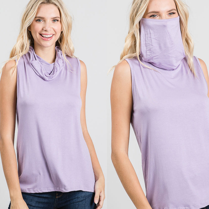 Sleeveless Convertible Cowl Neck Mask Top (Made in USA) Image 2