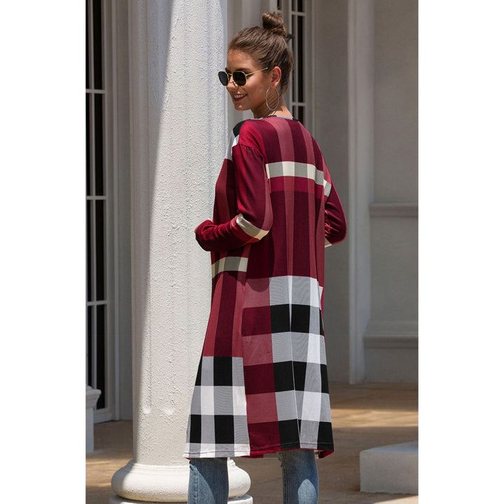 Fashion Plaid Long Sleeve Front Open Cardigan Image 6