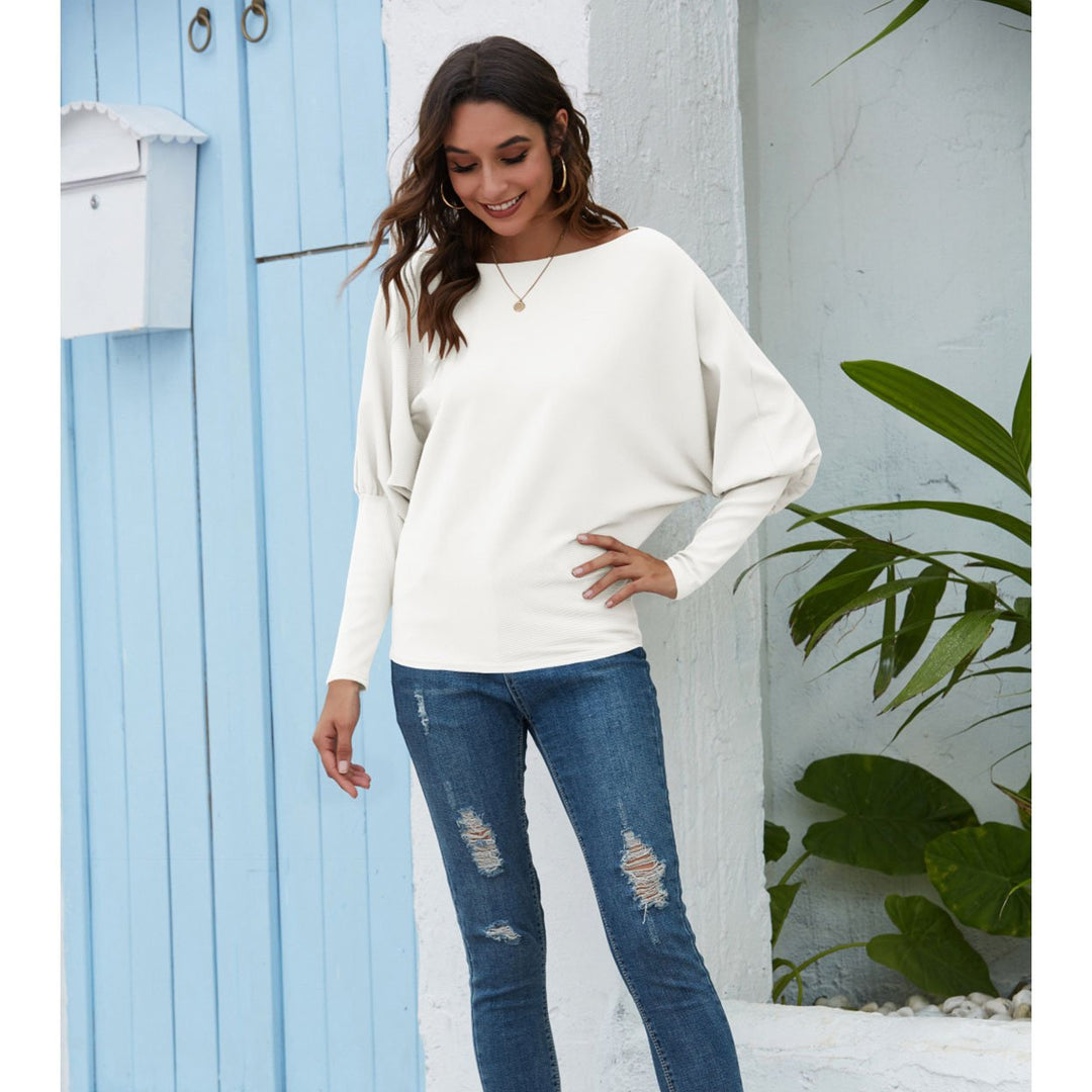 Off Shoulder Batwing Sleeve Top Pullover Image 1