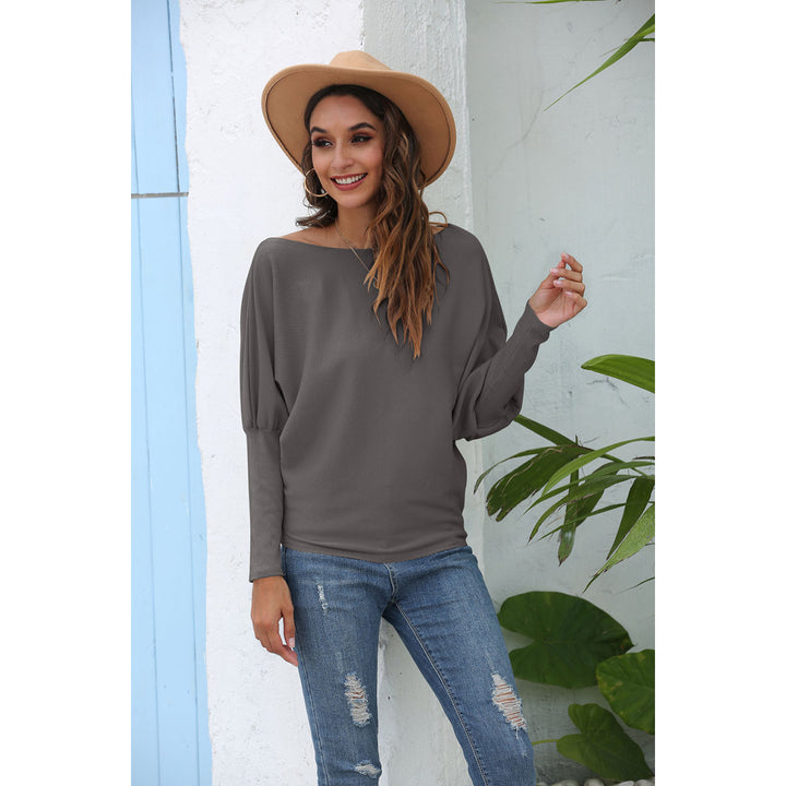 Off Shoulder Batwing Sleeve Top Pullover Image 4