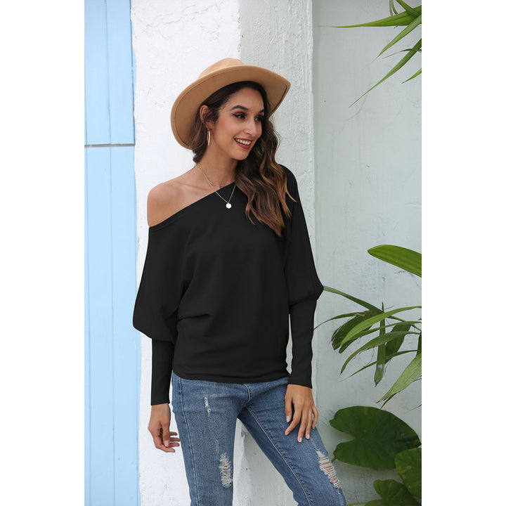 Off Shoulder Batwing Sleeve Top Pullover Image 6