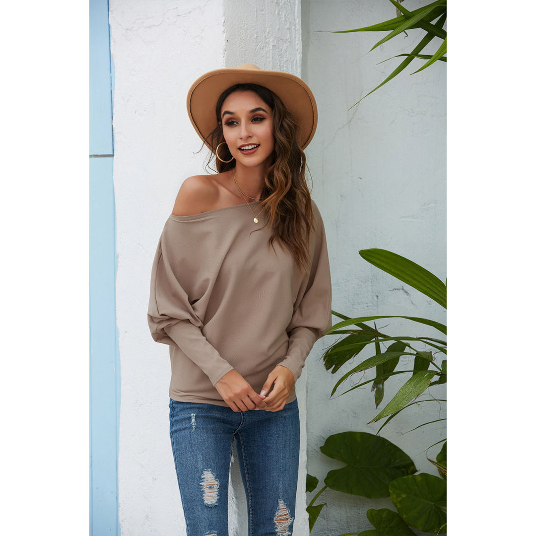 Off Shoulder Batwing Sleeve Top Pullover Image 8