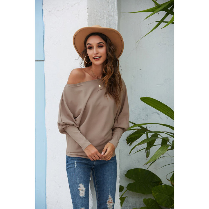 Off Shoulder Batwing Sleeve Top Pullover Image 1