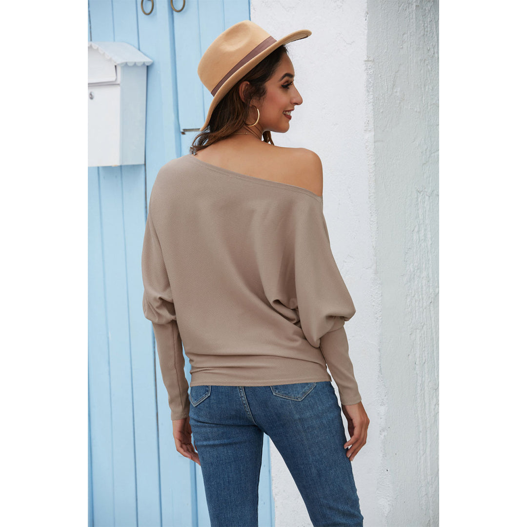 Off Shoulder Batwing Sleeve Top Pullover Image 9