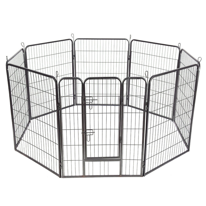 40'' 8 Panel Pet Puppy Dog Playpen Door Exercise Kennel Fence Metal Image 1