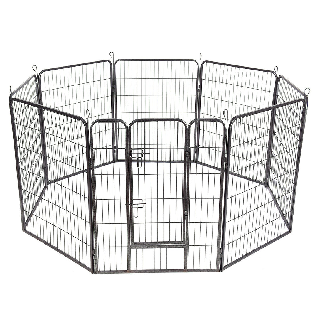 40 8 Panel Pet Puppy Dog Playpen Door Exercise Kennel Fence Metal Image 1