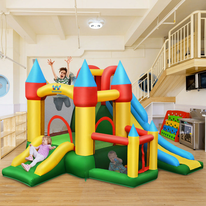 Kids Inflatable Bounce House Jumping Dual Slide Bouncer Castle W/ 780W Blower Image 3