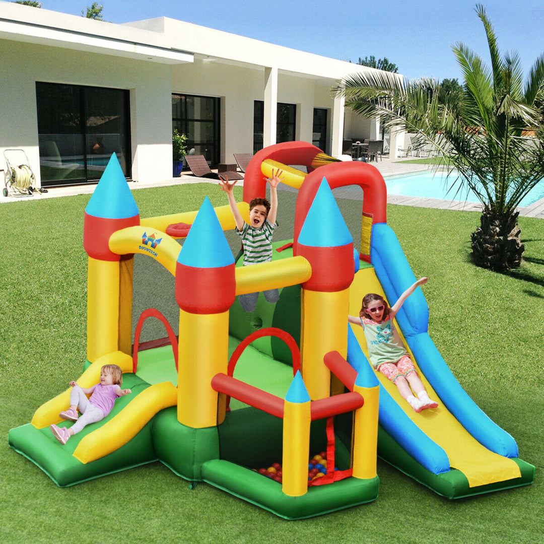 Kids Inflatable Bounce House Jumping Dual Slide Bouncer Castle W/ 780W Blower Image 4