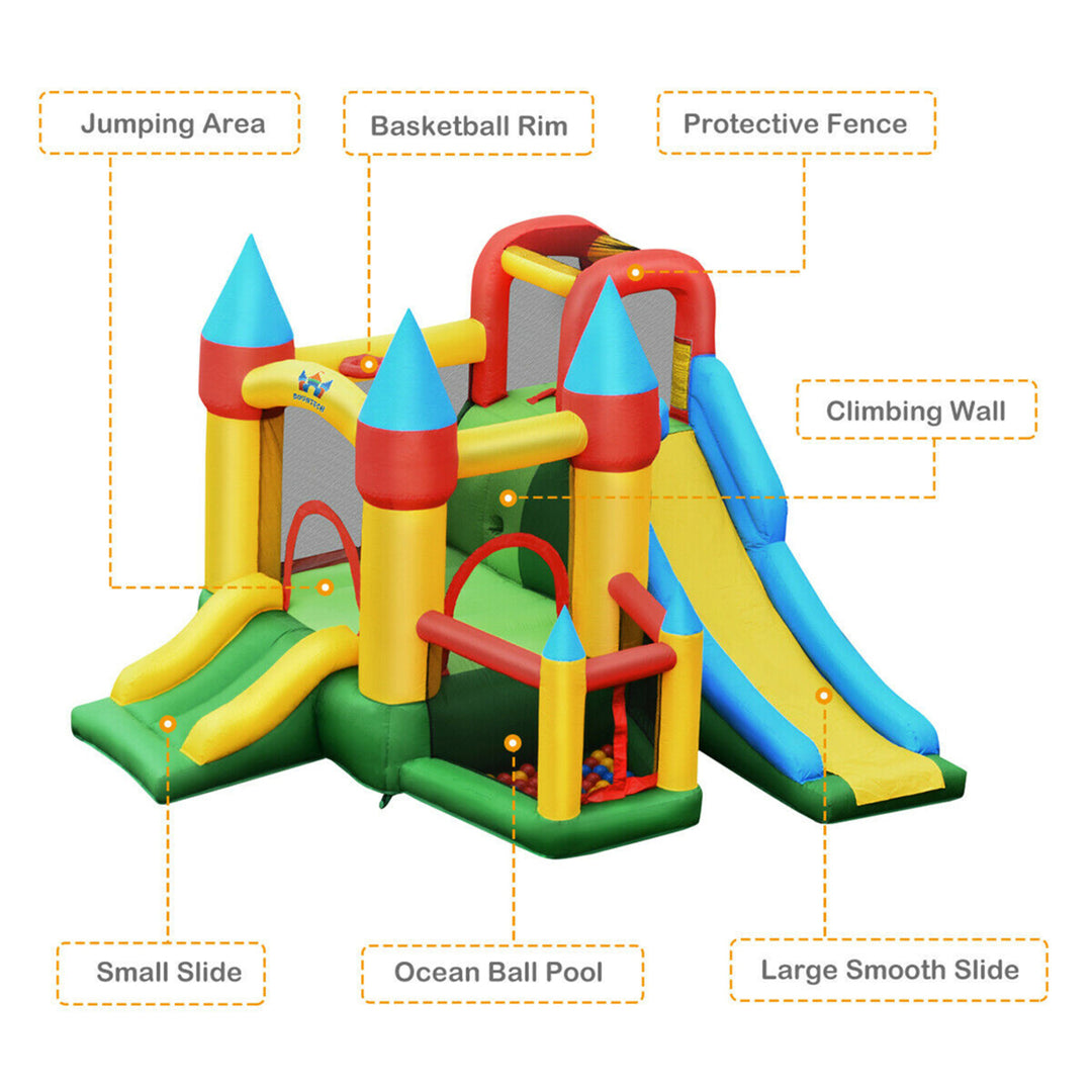 Kids Inflatable Bounce House Jumping Dual Slide Bouncer Castle W/ 780W Blower Image 4