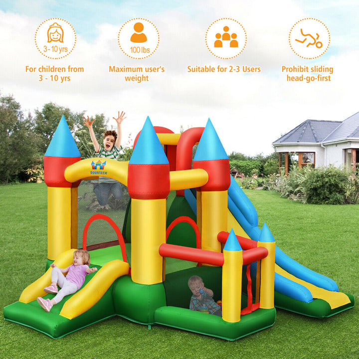 Kids Inflatable Bounce House Jumping Dual Slide Bouncer Castle W/ 780W Blower Image 6