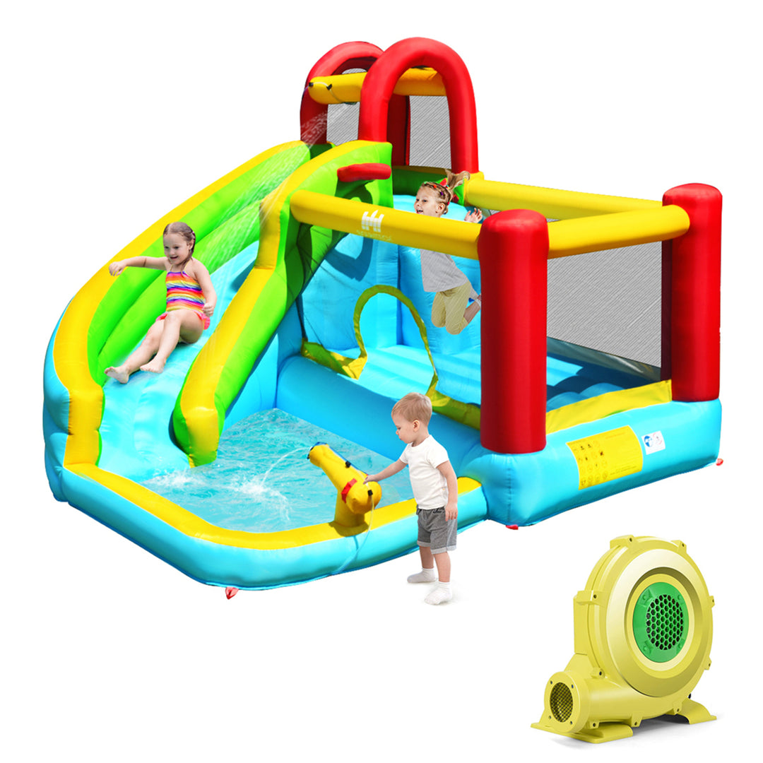 Inflatable Kids Water Slide Jumper Bounce House Splash Water Pool W/ 735W Blower Image 1