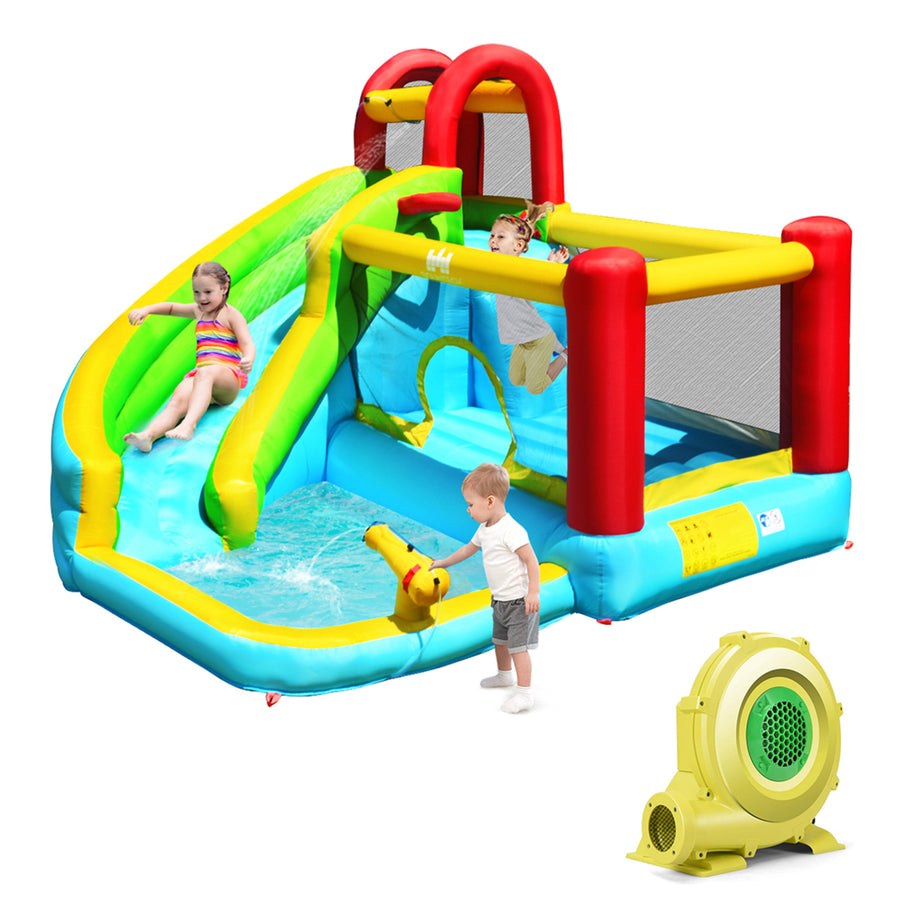 Inflatable Kids Water Slide Jumper Bounce House Splash Water Pool W/ 735W Blower Image 1