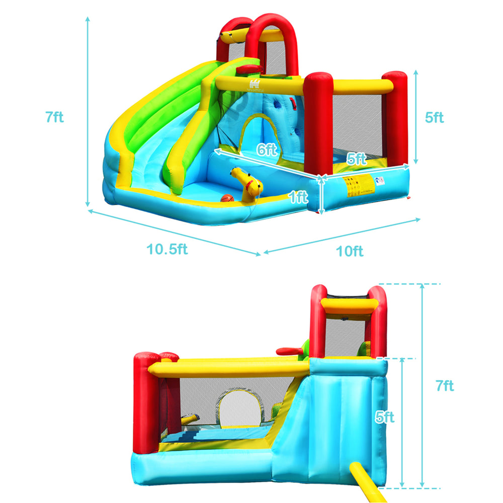 Inflatable Kids Water Slide Jumper Bounce House Splash Water Pool W/ 735W Blower Image 2