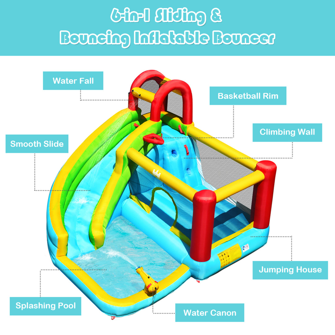 Inflatable Kids Water Slide Jumper Bounce House Splash Water Pool W/ 735W Blower Image 7