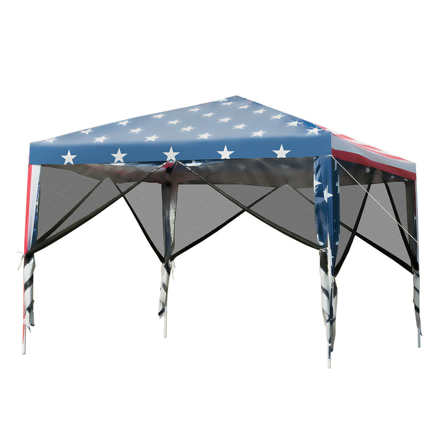 10 x 10 Outdoor Pop-up Canopy Tent w/ Mesh Sidewalls Carrying Bag Image 1