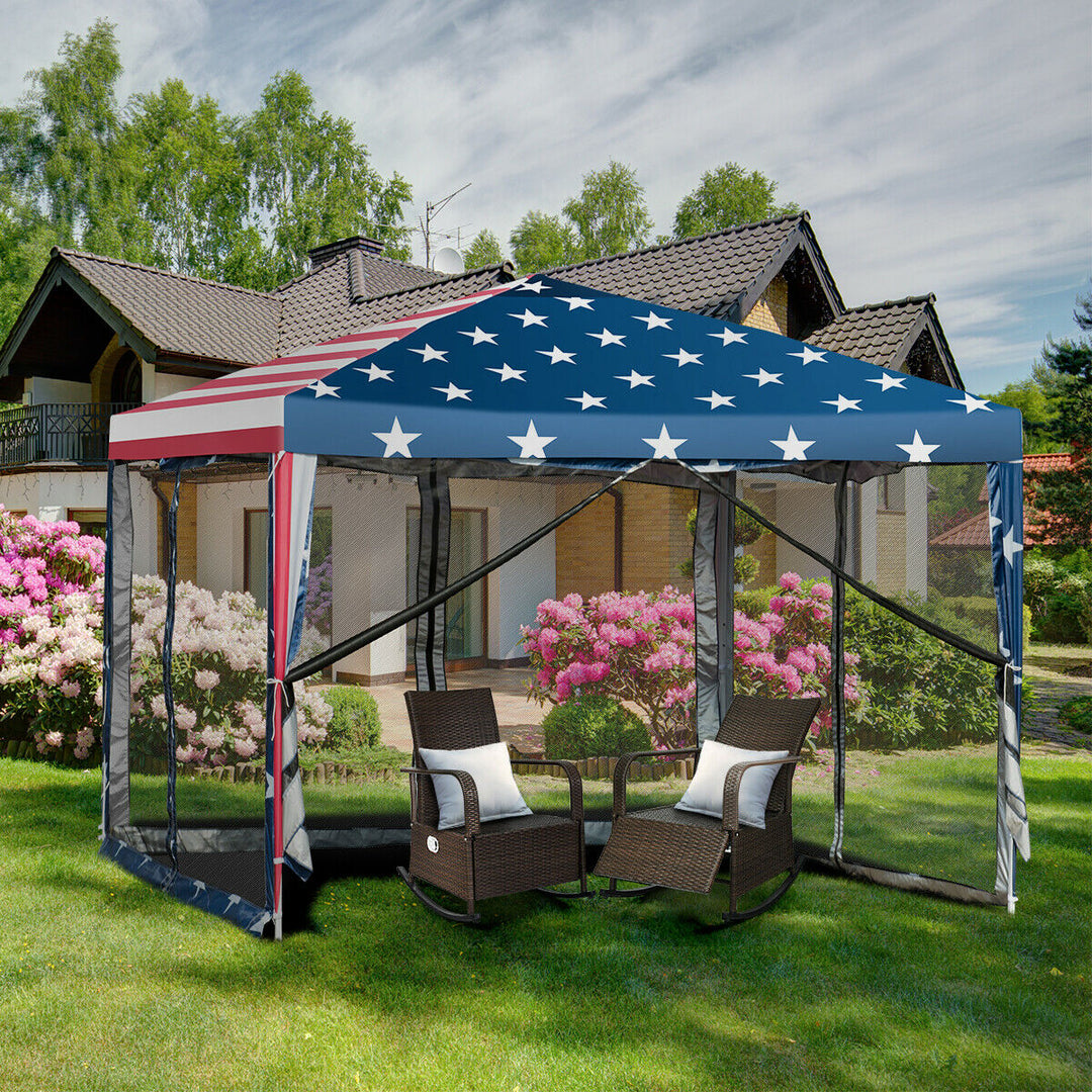 10 x 10 Outdoor Pop-up Canopy Tent w/ Mesh Sidewalls Carrying Bag Image 3