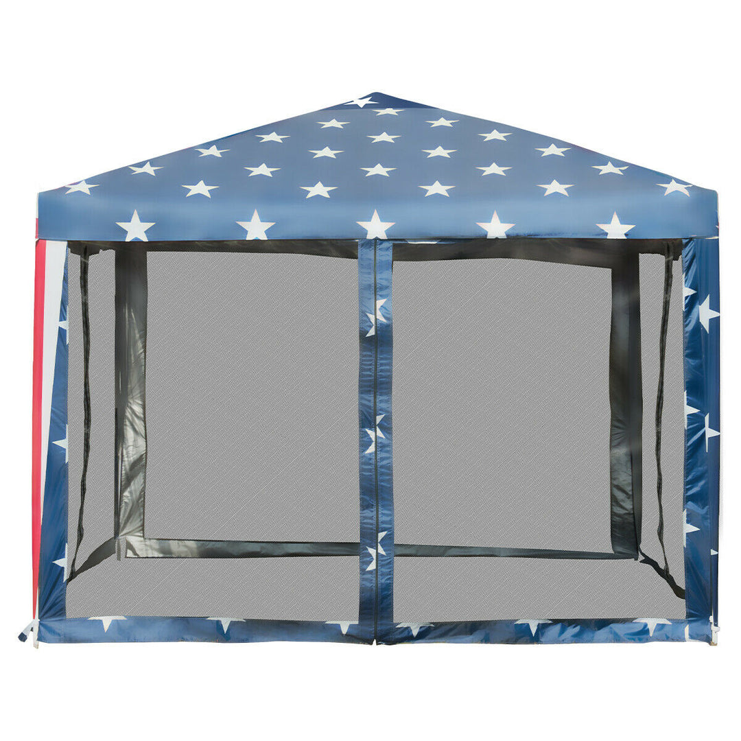 10 x 10 Outdoor Pop-up Canopy Tent w/ Mesh Sidewalls Carrying Bag Image 4