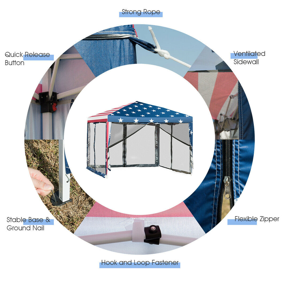 10 x 10 Outdoor Pop-up Canopy Tent w/ Mesh Sidewalls Carrying Bag Image 7