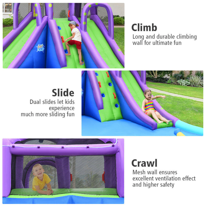 Inflatable Water Park Octopus Bounce House Dual Slide Climbing Wall W/ Blower Image 8