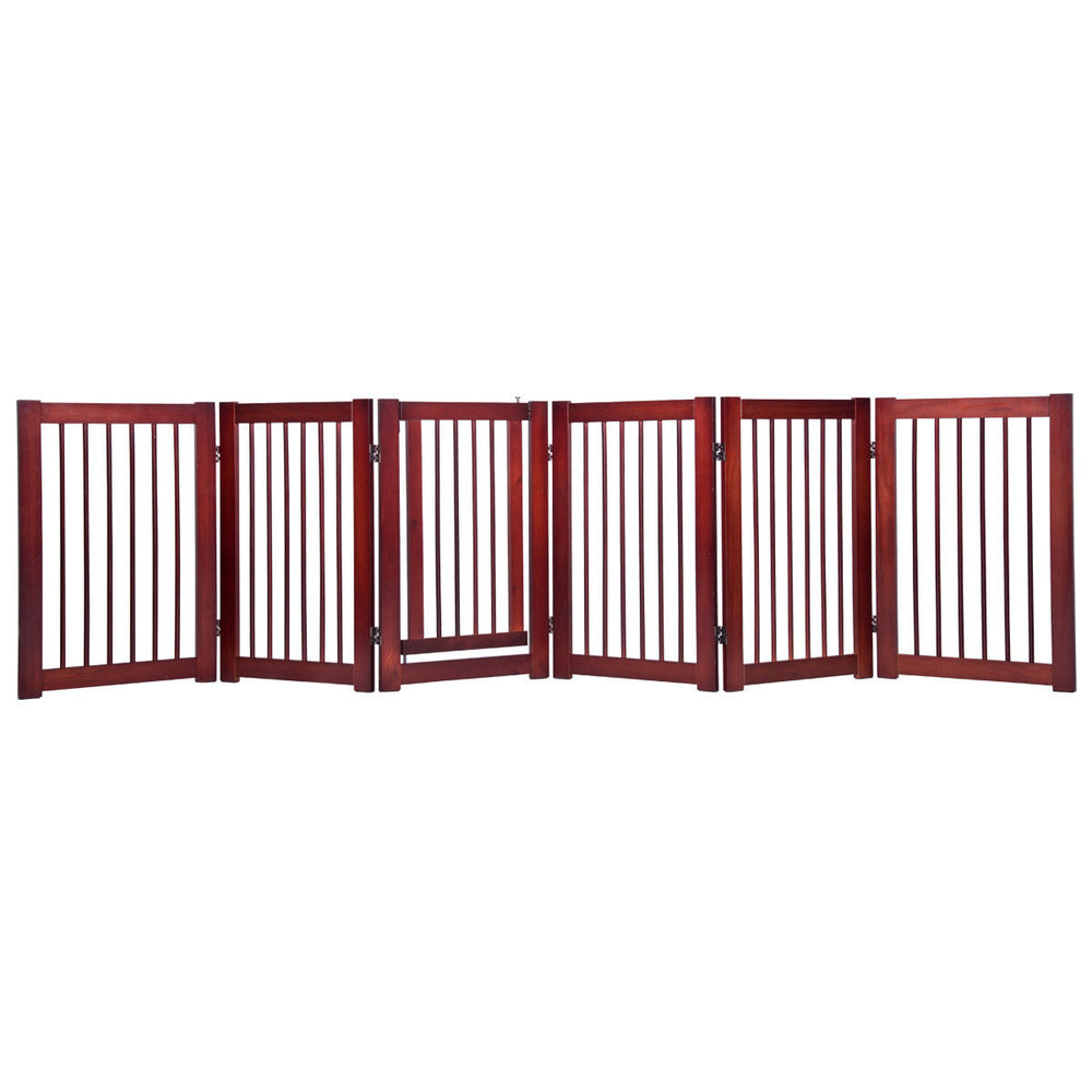 30 Configurable Folding Free Standing Wood Pet Dog Safety Fence w/ Gate Image 2