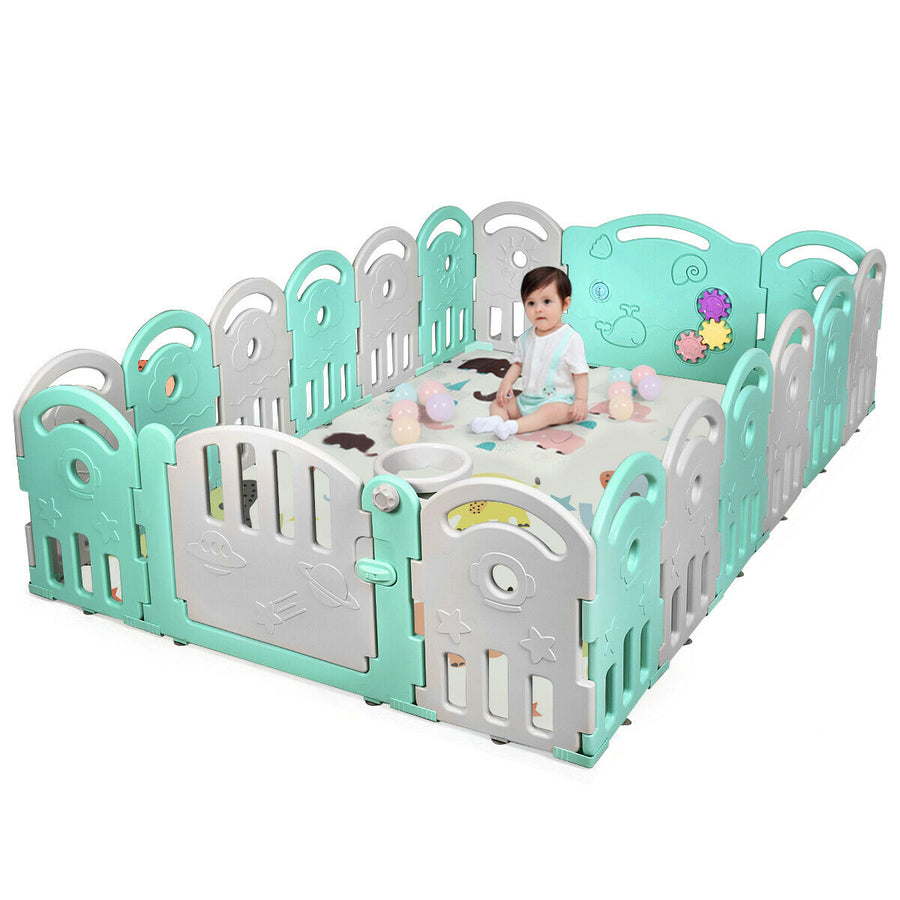 18-Panel Kids Safe Playpen Baby Activity Center Playard Home Image 1
