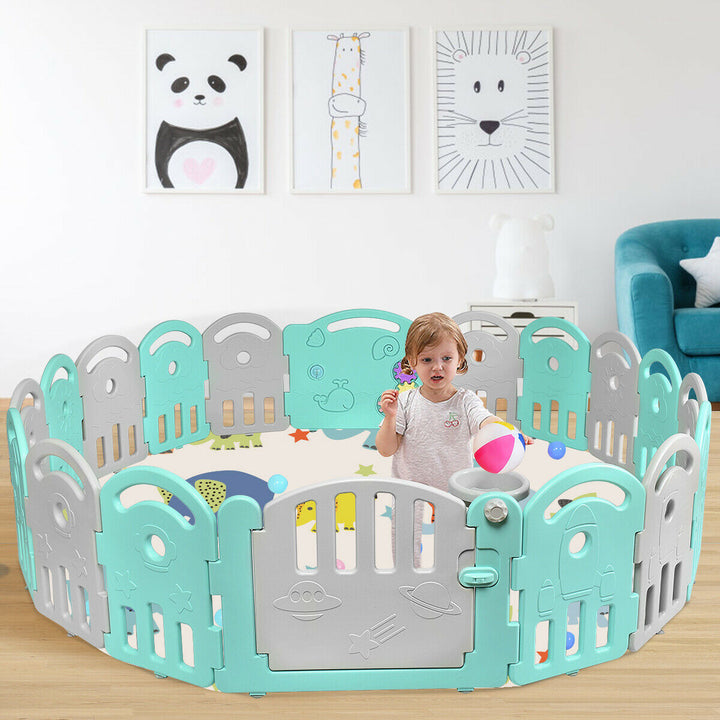 18-Panel Kids Safe Playpen Baby Activity Center Playard Home Image 3