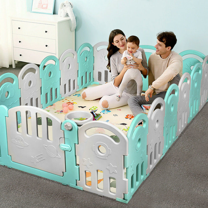 18-Panel Kids Safe Playpen Baby Activity Center Playard Home Image 4