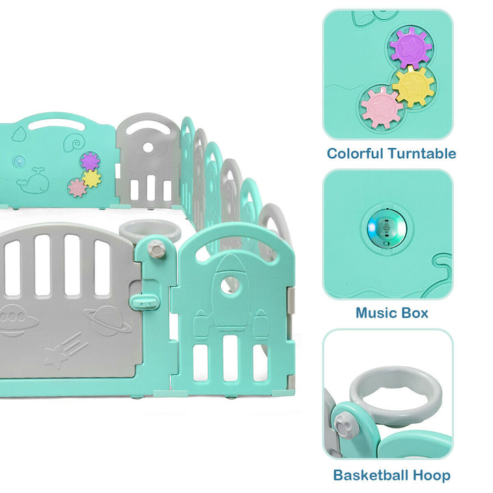 18-Panel Kids Safe Playpen Baby Activity Center Playard Home Image 6