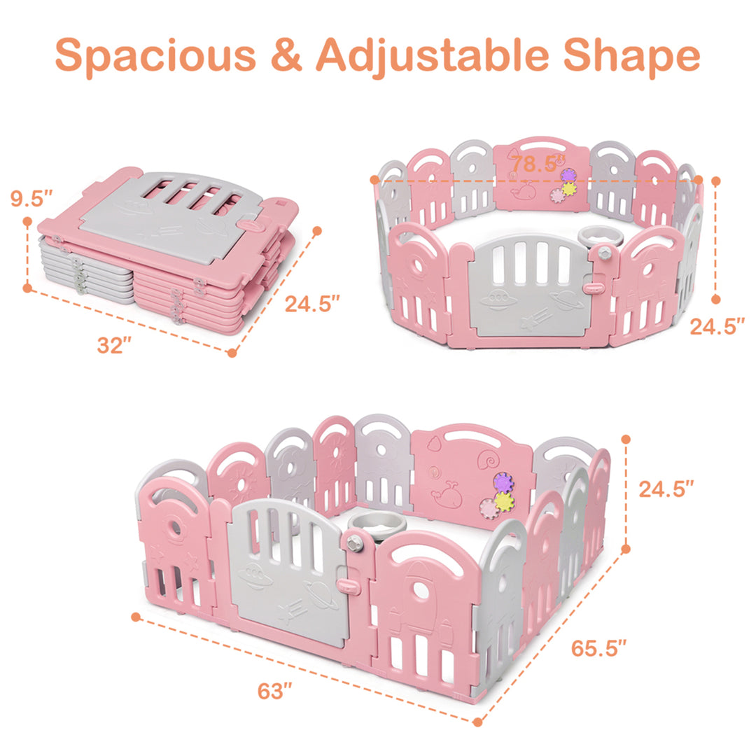 14-Panel Kids Safe Playpen Baby Activity Center Playard Home Image 2