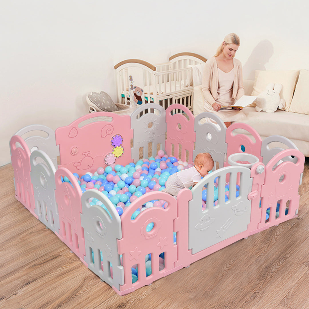 14-Panel Kids Safe Playpen Baby Activity Center Playard Home Image 3