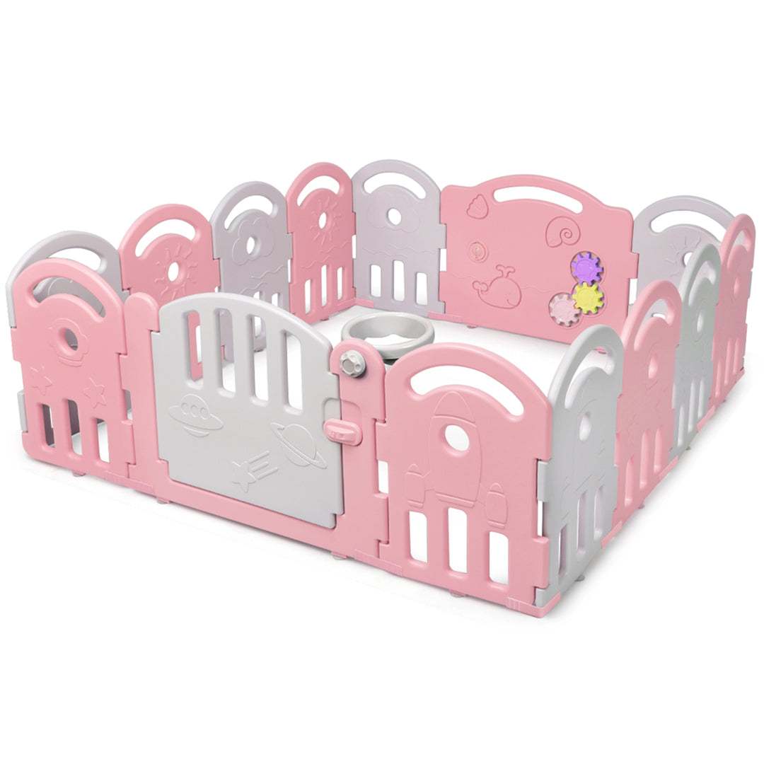 14-Panel Kids Safe Playpen Baby Activity Center Playard Home Image 4