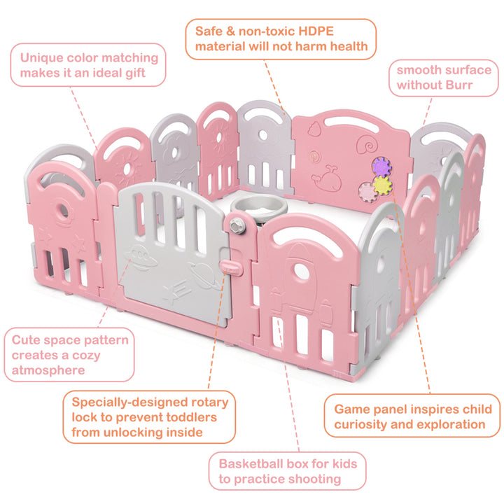 14-Panel Kids Safe Playpen Baby Activity Center Playard Home Image 8