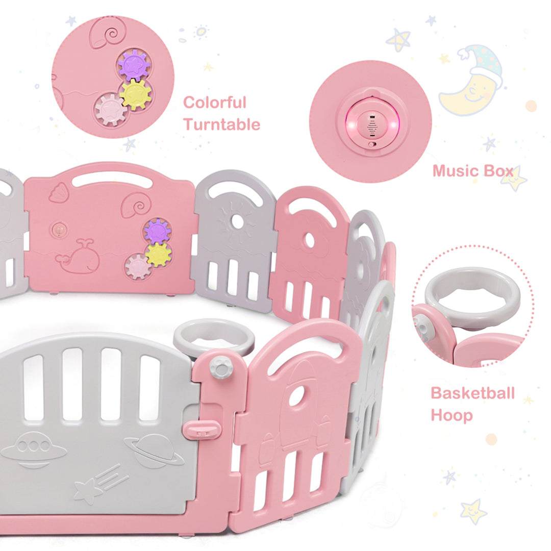 14-Panel Kids Safe Playpen Baby Activity Center Playard Home Image 9