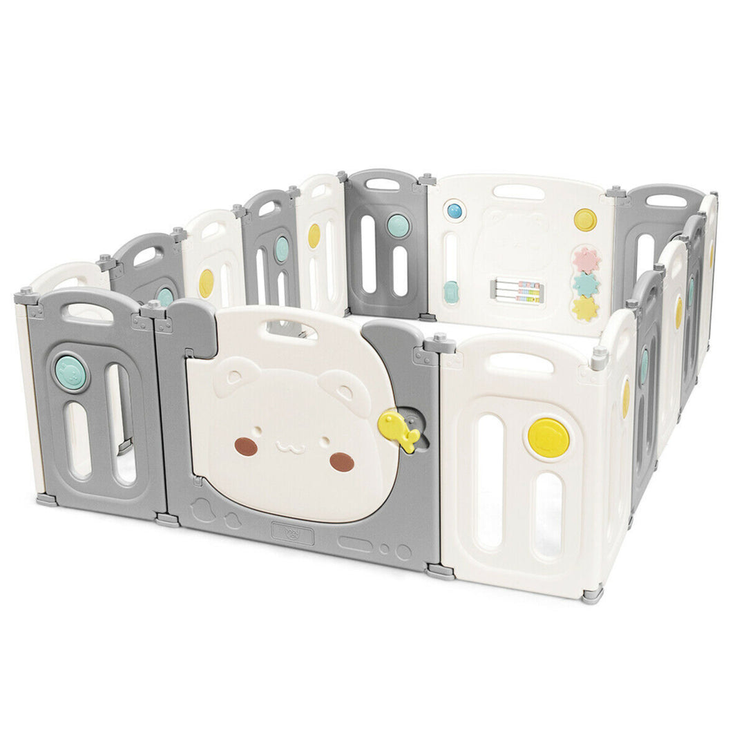 16-Panel Baby Playpen Kids Activity Center Play Yard w/ Lock Door Indoor Outdoor Image 1