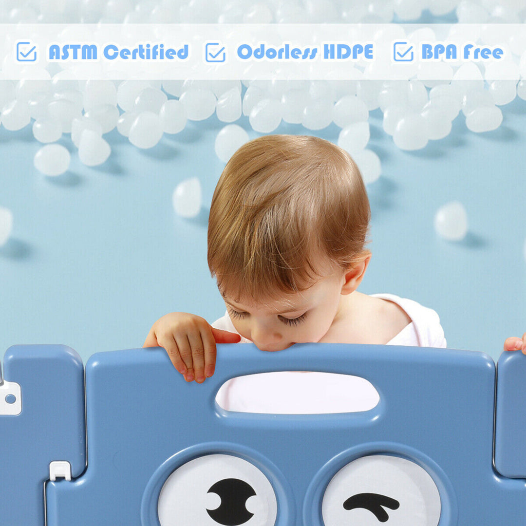 14-Panel Foldable Baby Playpen Kids Activity Centre w/ Lock Door and Rubber Mats Image 7