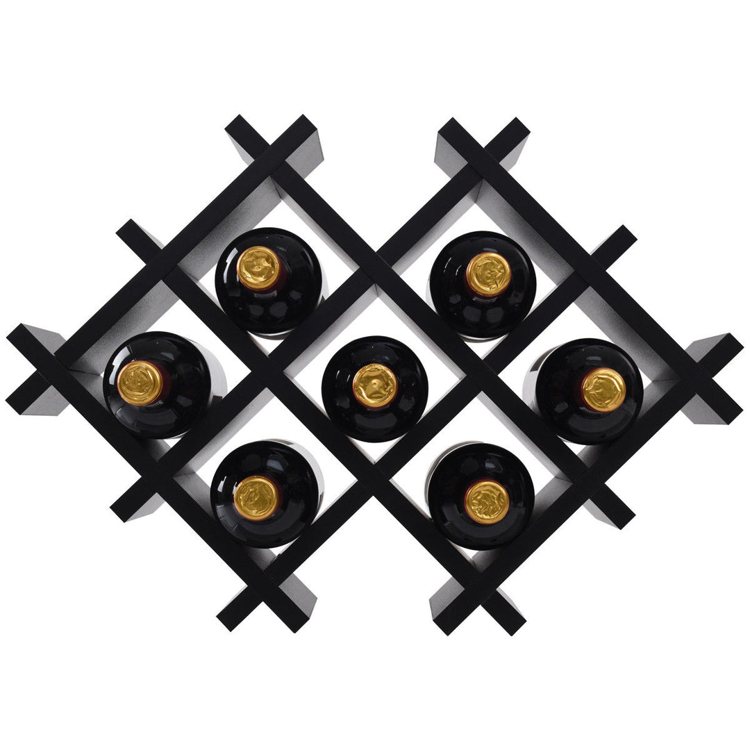 Set of 5 Wall Mount Wine Rack Set Storage Shelves and Glass Holder Black Image 8