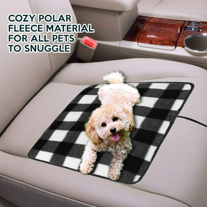 Zone Tech Car Electric Mini Heated Travel Blanket Pad Fleece Black Buffalo Plaid Image 6