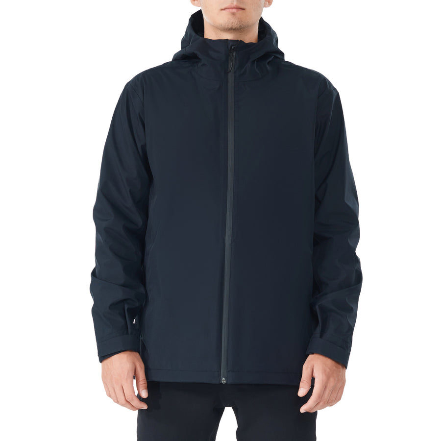 Gymax Mens Windproof Rain Jacket Hooded Coat Black/ Grey/ Navy Image 1