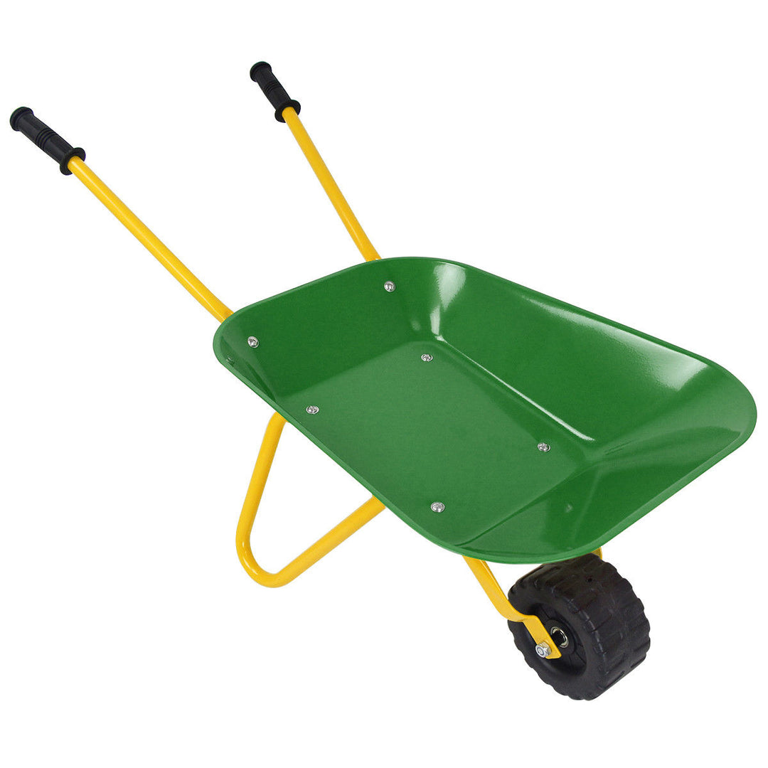 Kids Metal Wheelbarrow Childrens Size Ourdoor Garden Backyard Play Toy Green Image 4